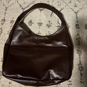 Brown Faux Leather Tote Bag